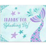 Printable Mermaid Thank You Card For Girl Birthday Party W/matching   Free Printable Mermaid Thank You Cards