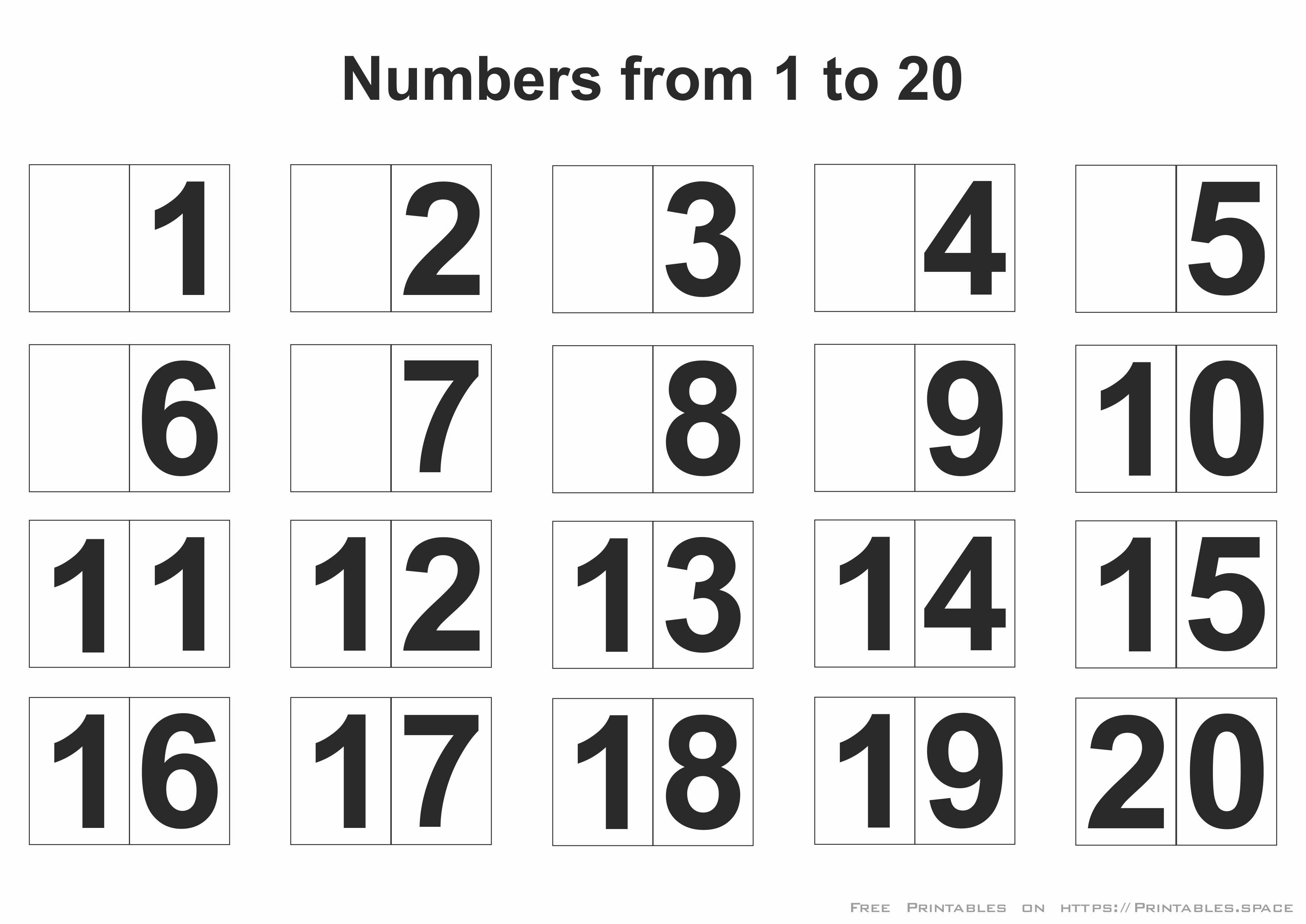 Free Printable Numbers 1-20