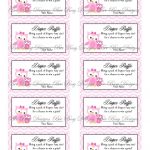 Printable Pink Mom With Little Girl Owl Diaper Raffle Tickets | Free   Free Printable Baby Shower Diaper Raffle Tickets