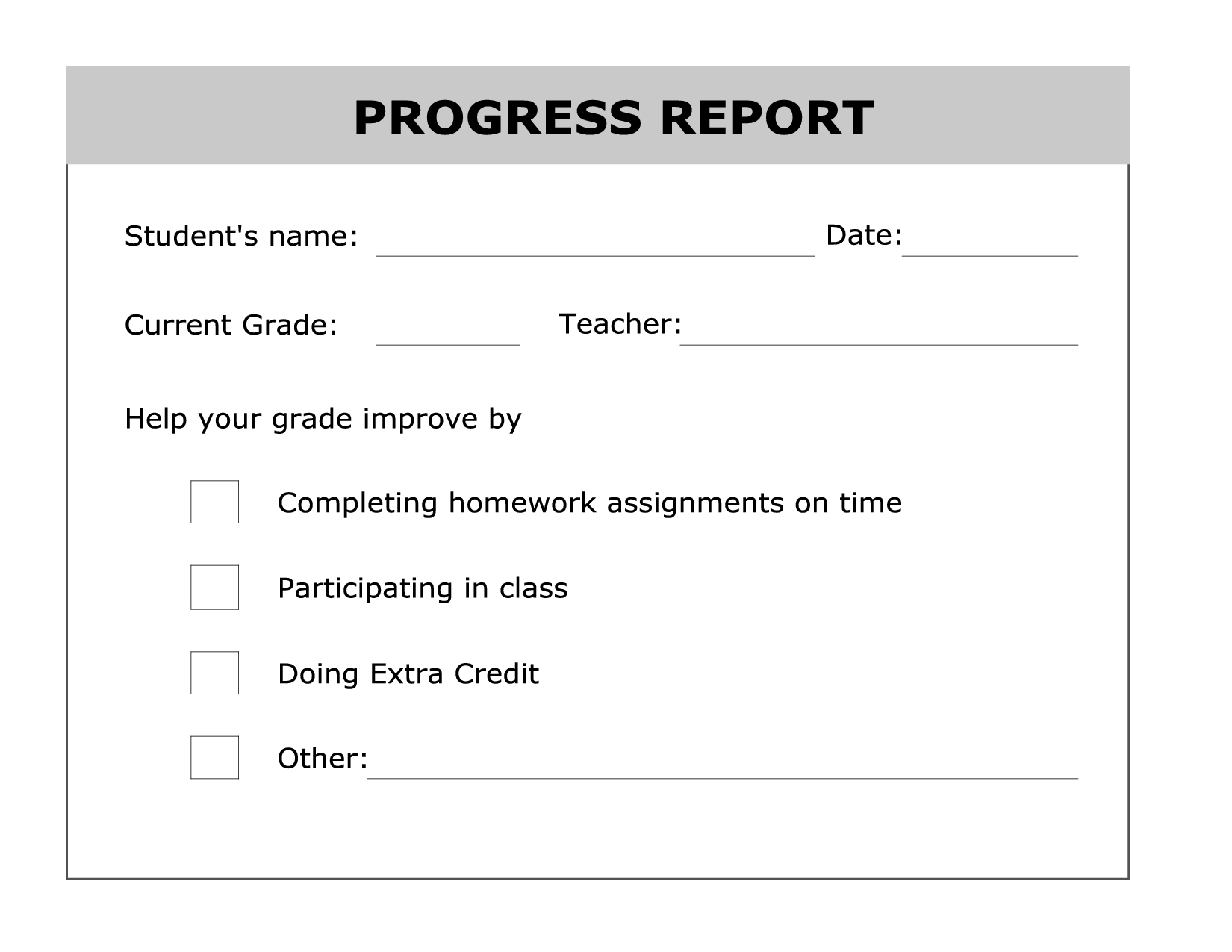 Printable Progress Report Template | Good Ideas | Progress Report - Free Printable Report Cards