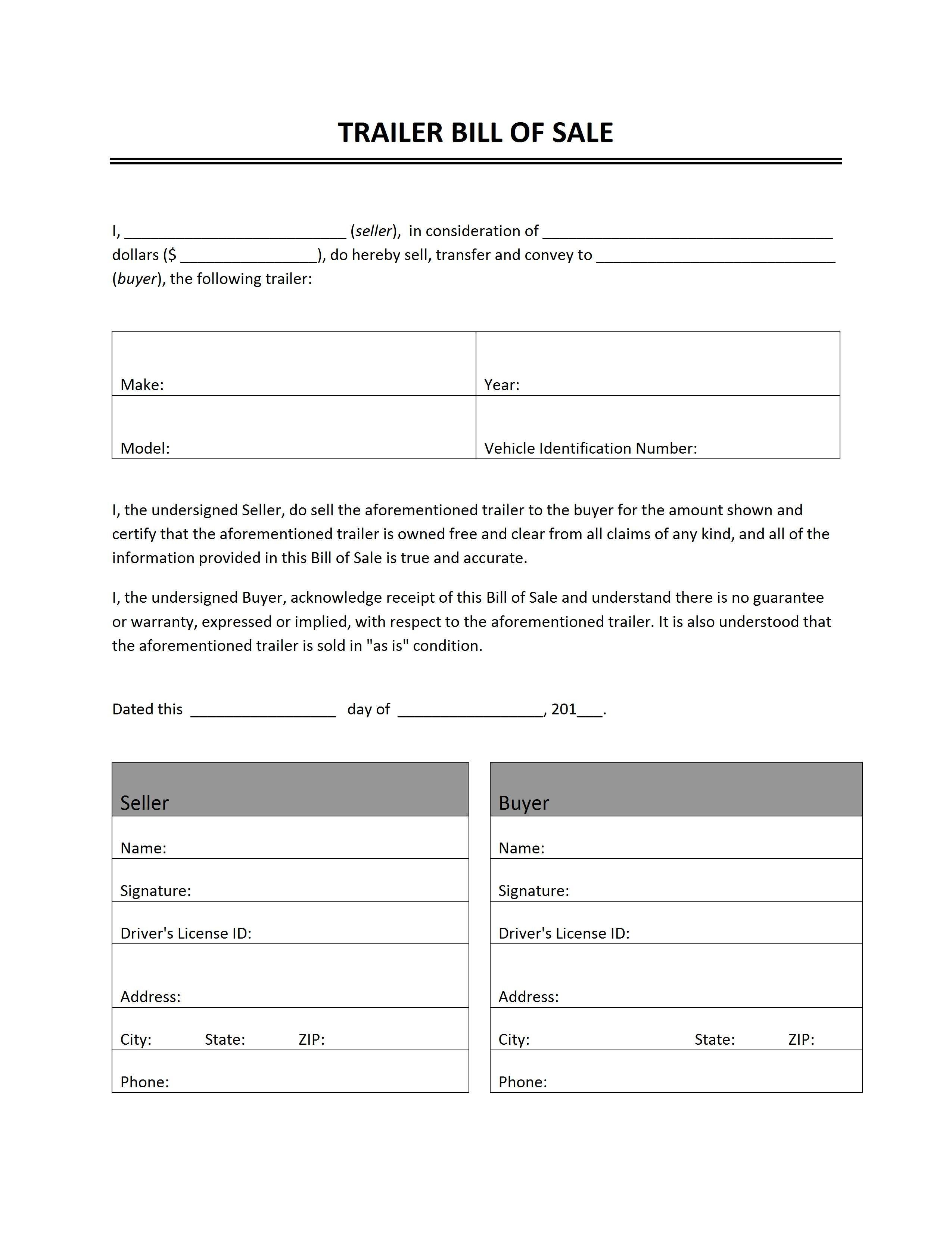 Printable Sample Bill Of Sale For Rv Form | Forms And Template - Free Printable Sales Receipts Online