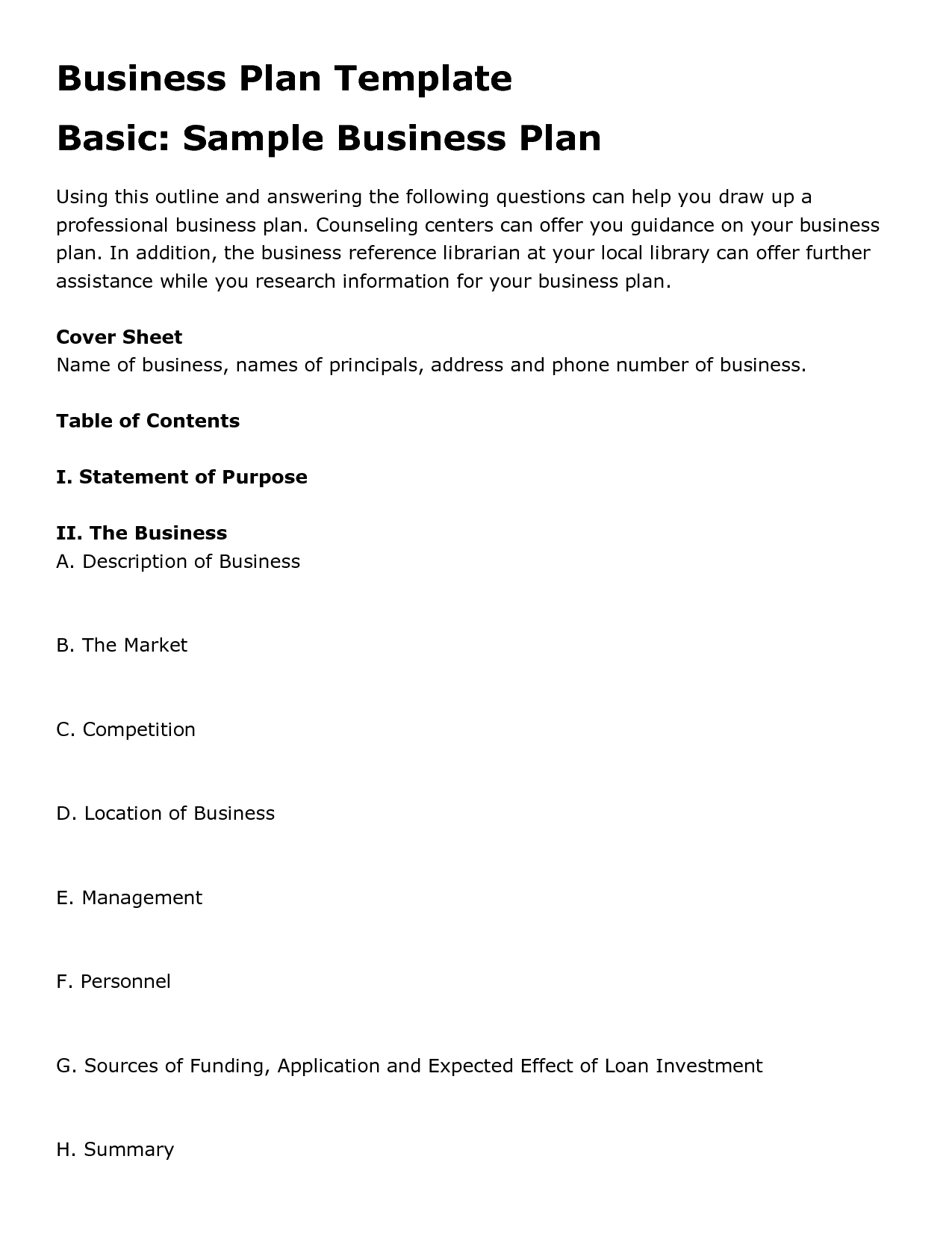 template of a simple business plan