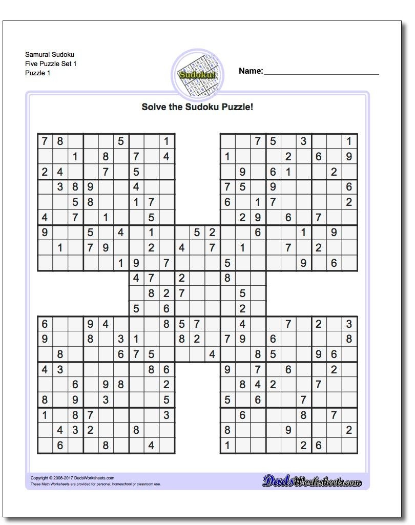 Printable Sudoku Samurai! Give These Puzzles A Try, And You&amp;#039;ll Be - Free Printable Sudoku 4 Per Page