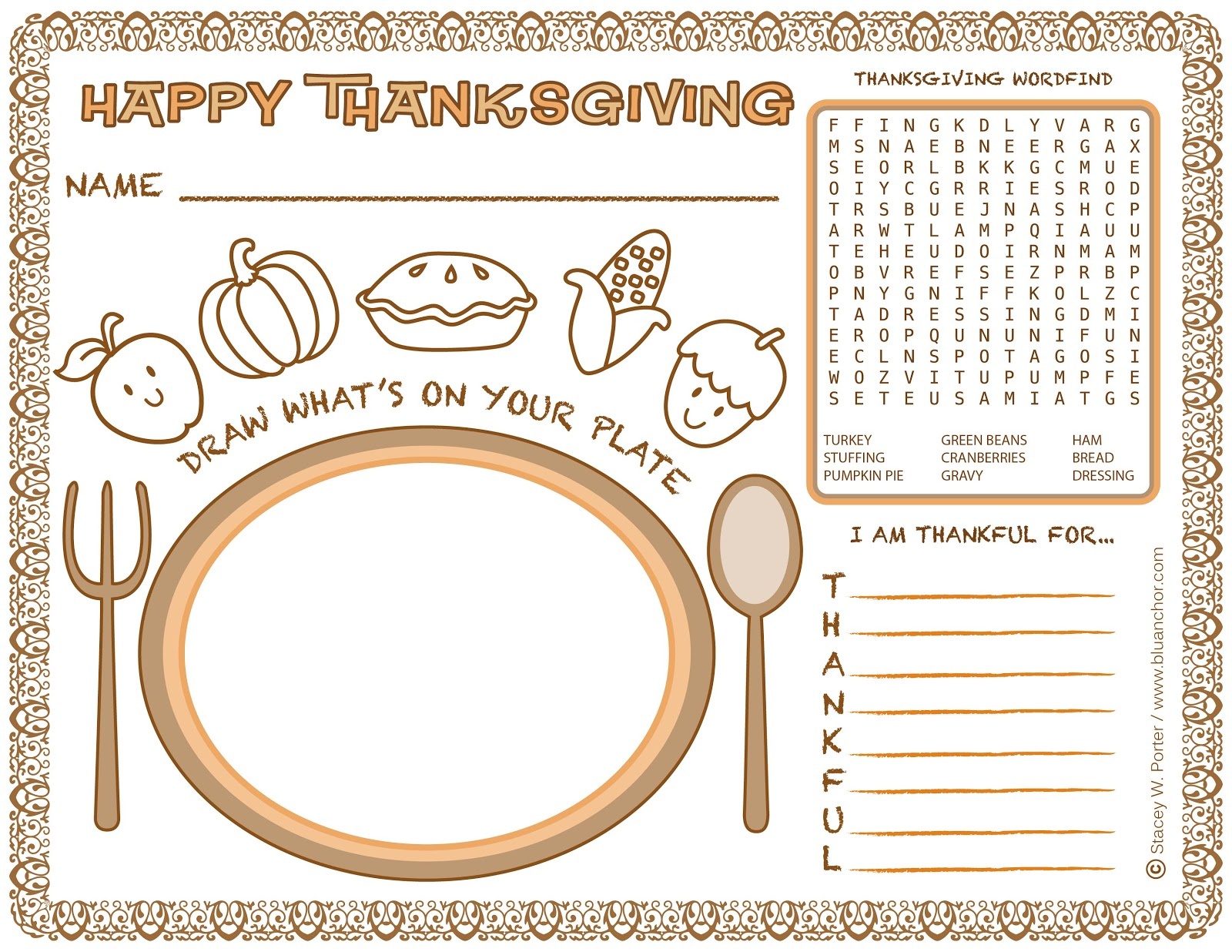 Printable Thanksgiving Placemats For Coloring – Happy Easter - Free Printable Thanksgiving Coloring Placemats