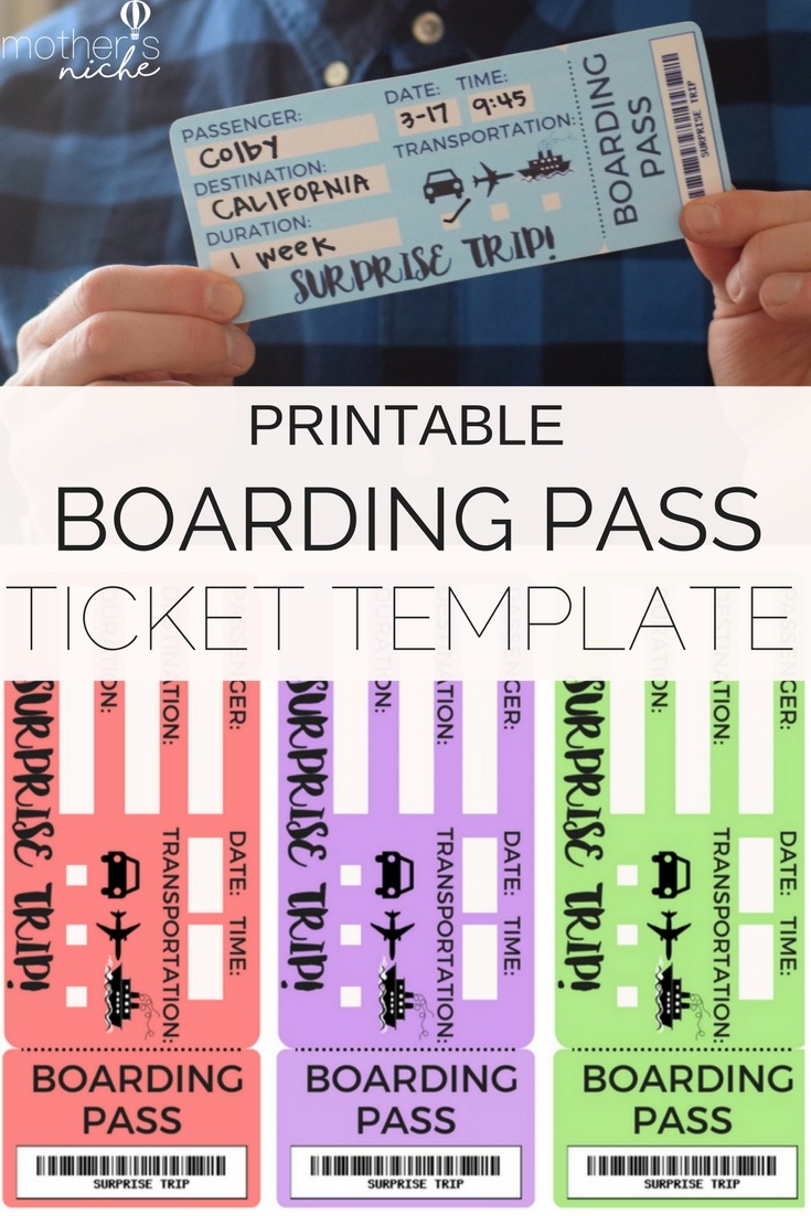 Printable Tickets Template: Boarding Passes For Surprise Vacation - Free Printable Boarding Pass