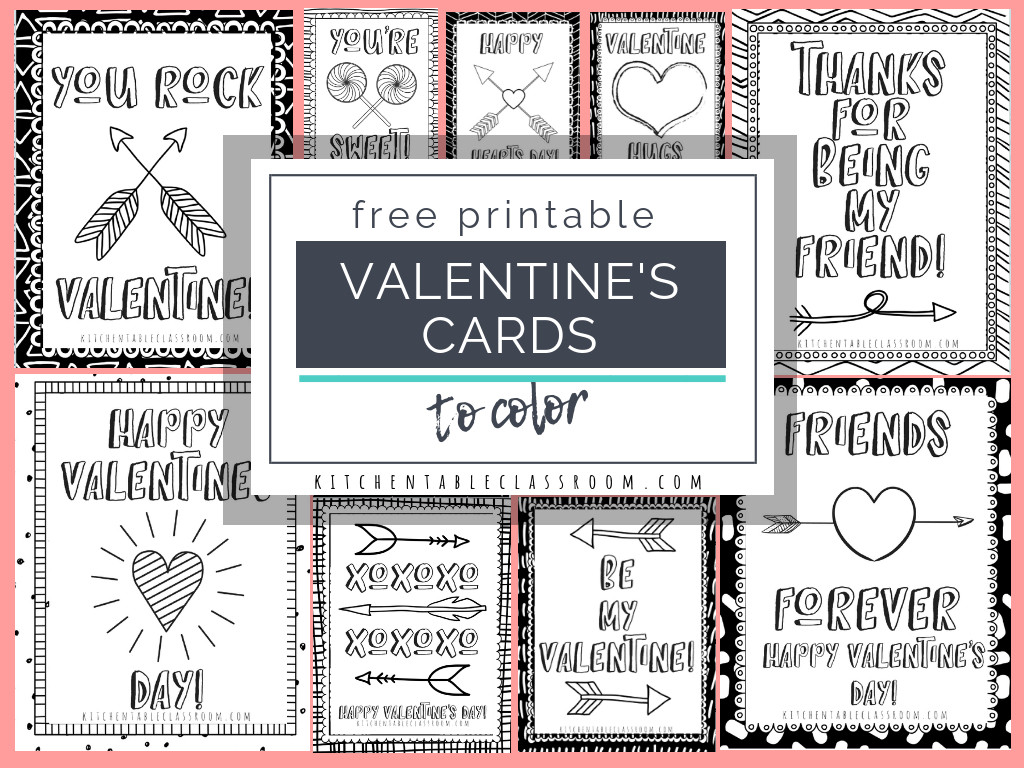 Printable Valentine Cards To Color - The Kitchen Table Classroom - Free Printable Cards To Color