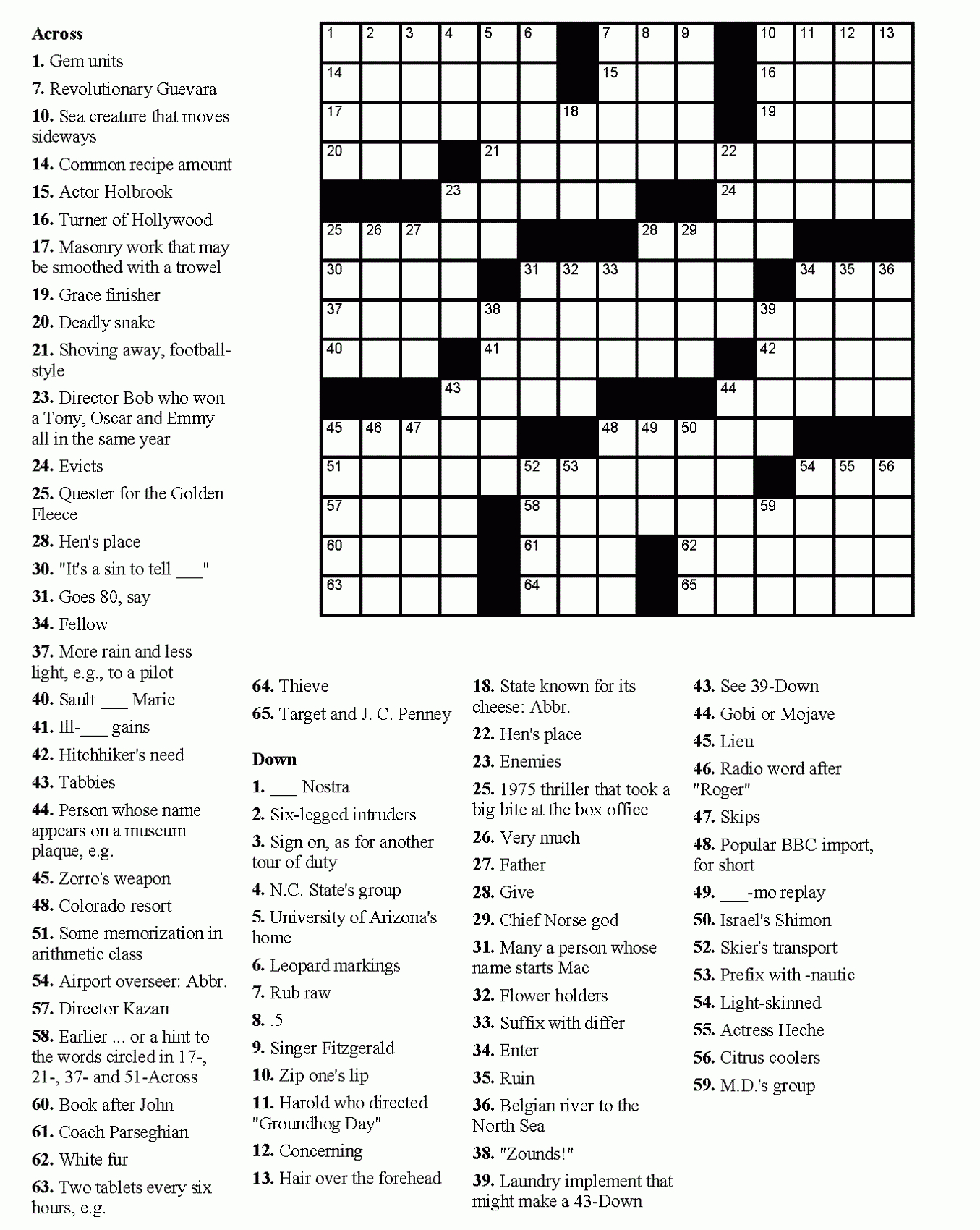 Free Printable Sports Crossword Puzzles Free Printable