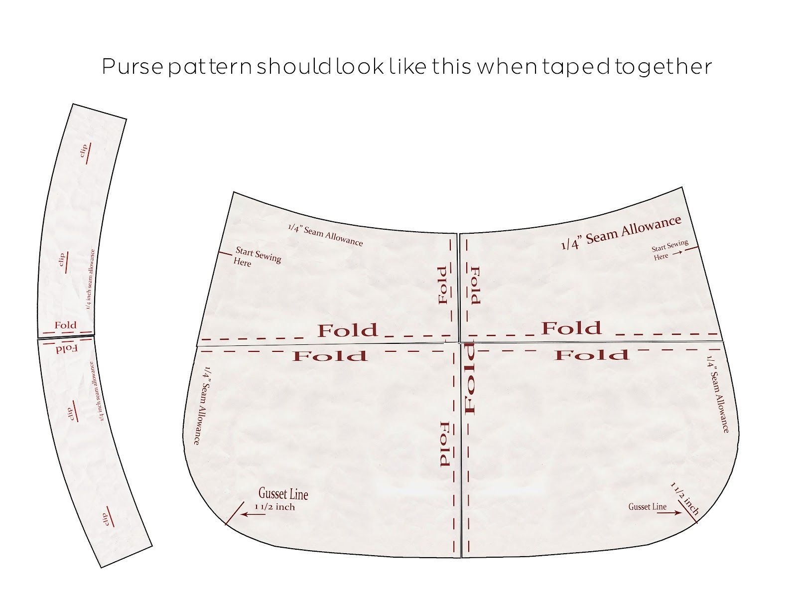 Purse Patterns Print Free |  Download The Pattern Pieces To Your - Handbag Patterns Free Printable