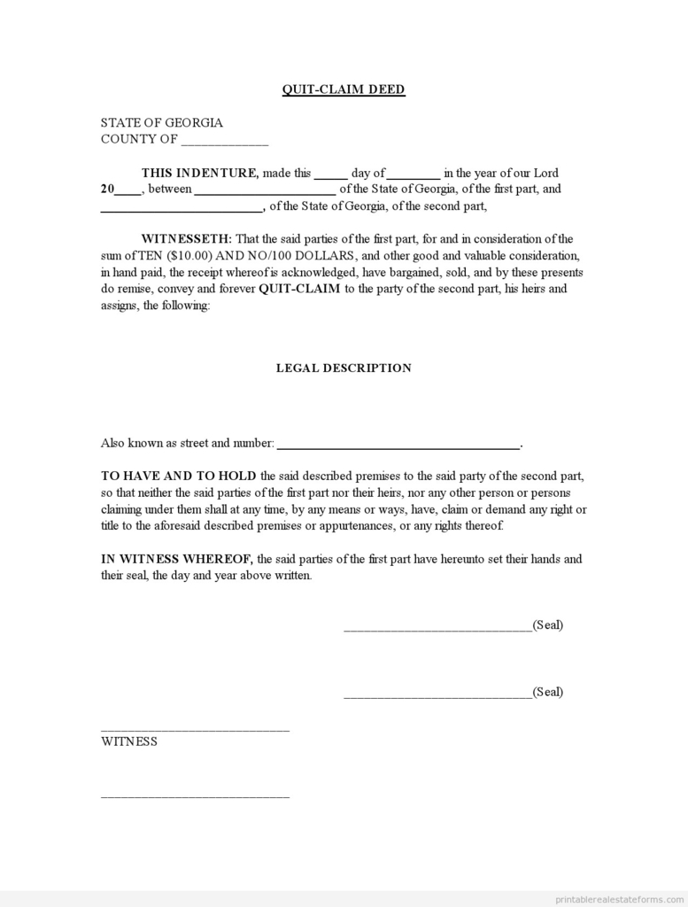 Quitclaim Deed Form California New Free Printable Contract For Deed - Free Printable Legal Forms California