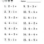 Quiz Subtraction Worksheet   Free Kindergarten Math Worksheet For   Free Printable Kindergarten Addition And Subtraction Worksheets
