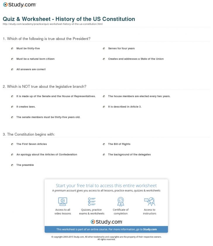 Free Printable Us Constitution Worksheets