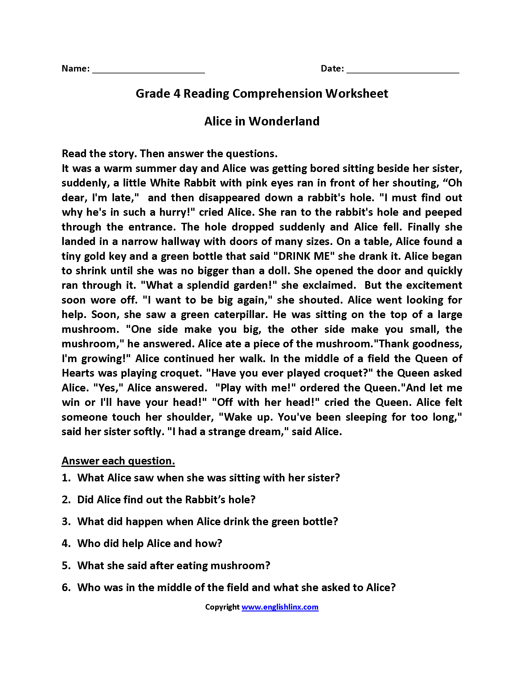 Free Printable Reading Comprehension Worksheets For Kindergarten Free Printable Short Stories 