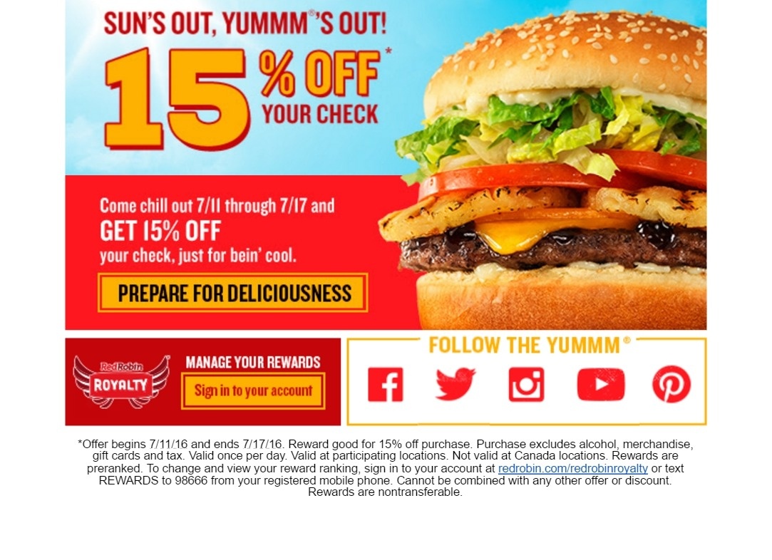 Free Red Robin Coupons Printable Free Printable