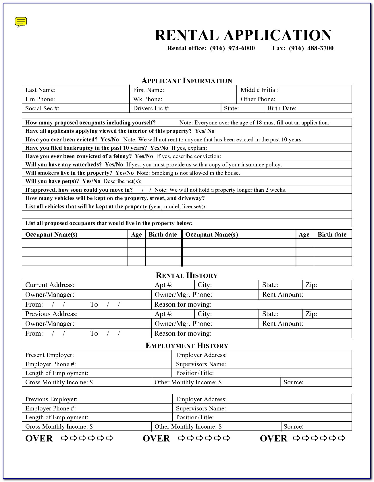 Rental Application Forms Free Printable - Form : Resume Examples - Free Printable Forms