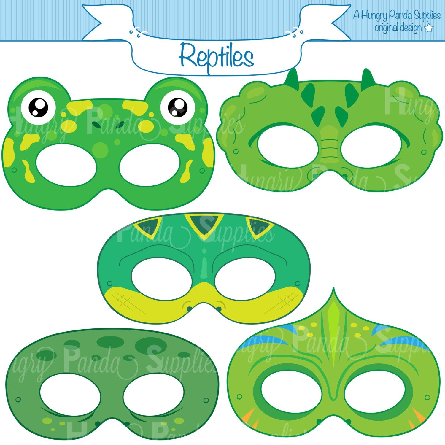Reptile Printable Masks, Lizard Mask, Turtle, Alligator, Chameleon - Free Printable Lizard Mask
