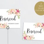 Reserved Printable Reserved Wedding Sign Reserved Table Sign | Etsy   Free Printable Reserved Table Signs
