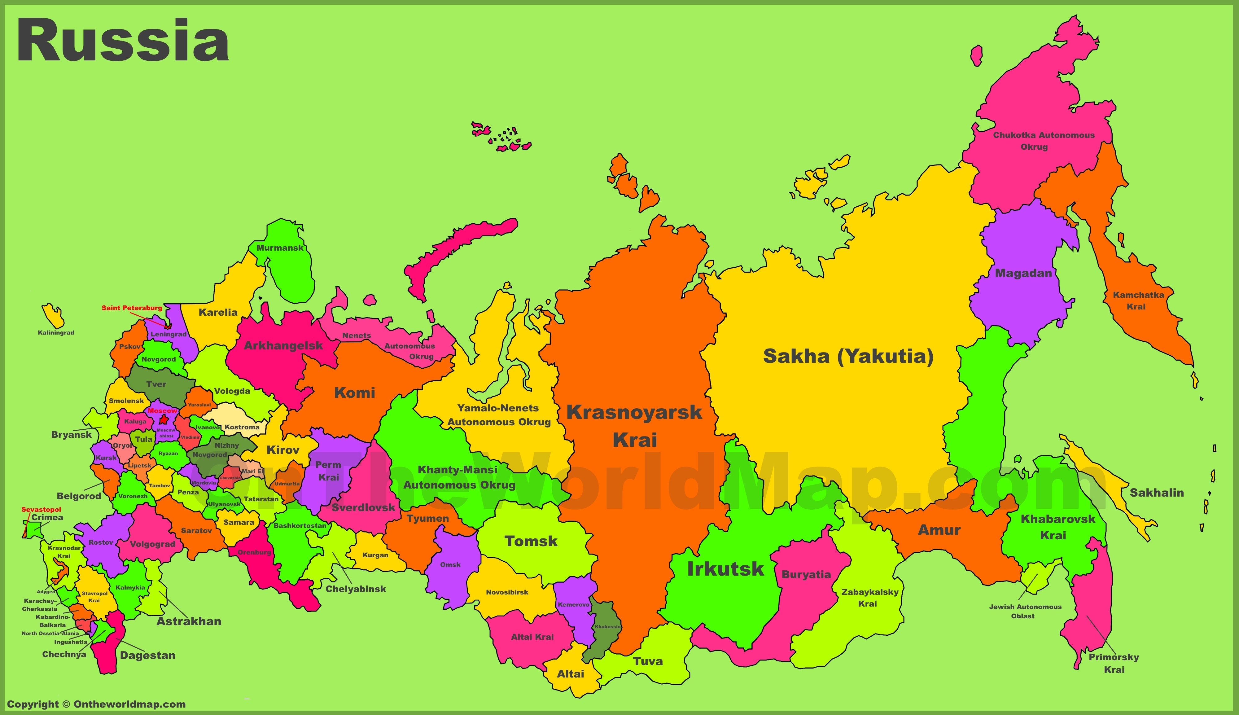 Free Printable Map Of Russia - Free Printable