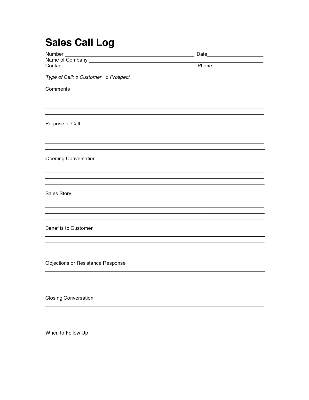 Sales Log Sheet Template | Sales Call Log Template | Call Log - Free Printable Message Sheets