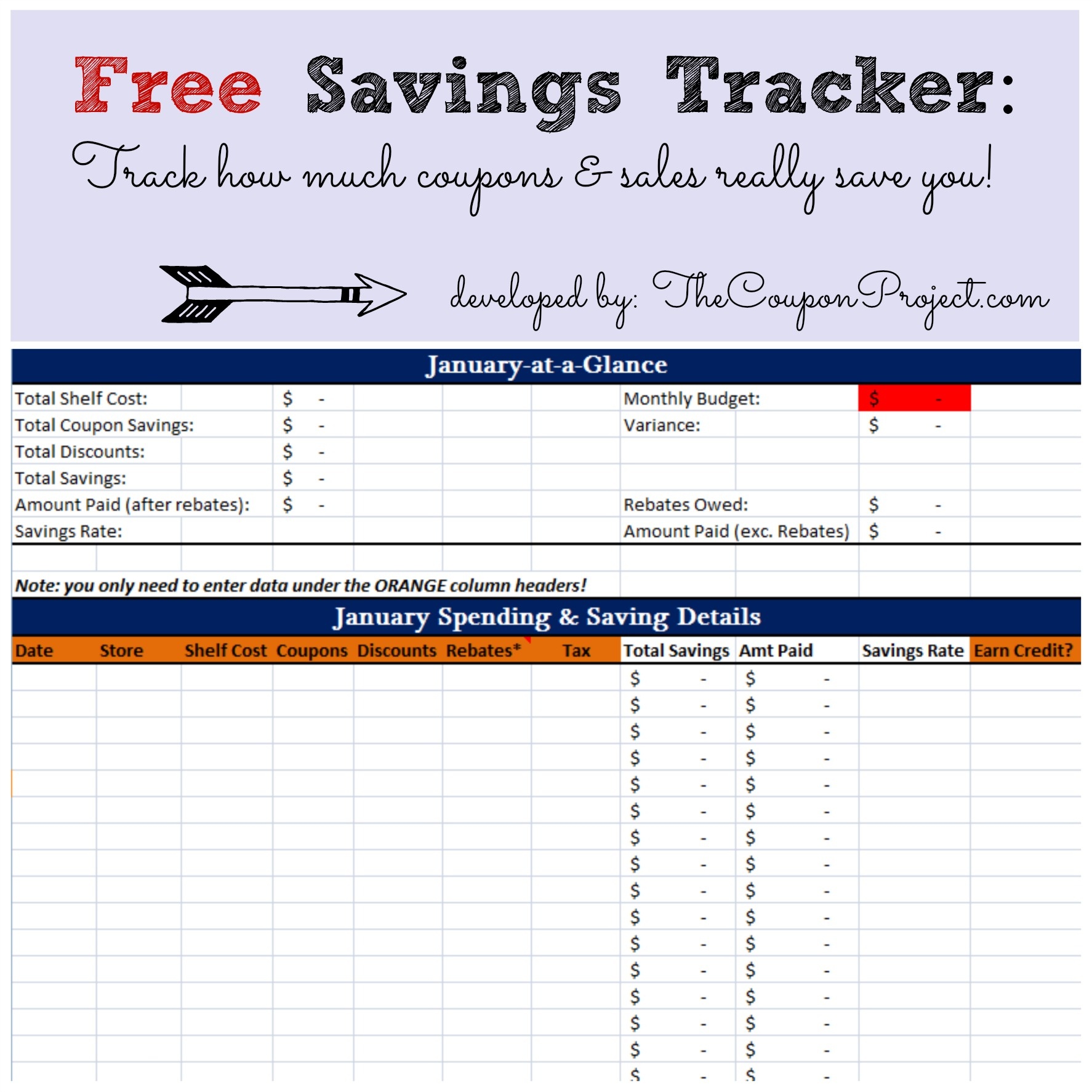 Savings Tracker - The Coupon Project - Free Printable Coupon Spreadsheet