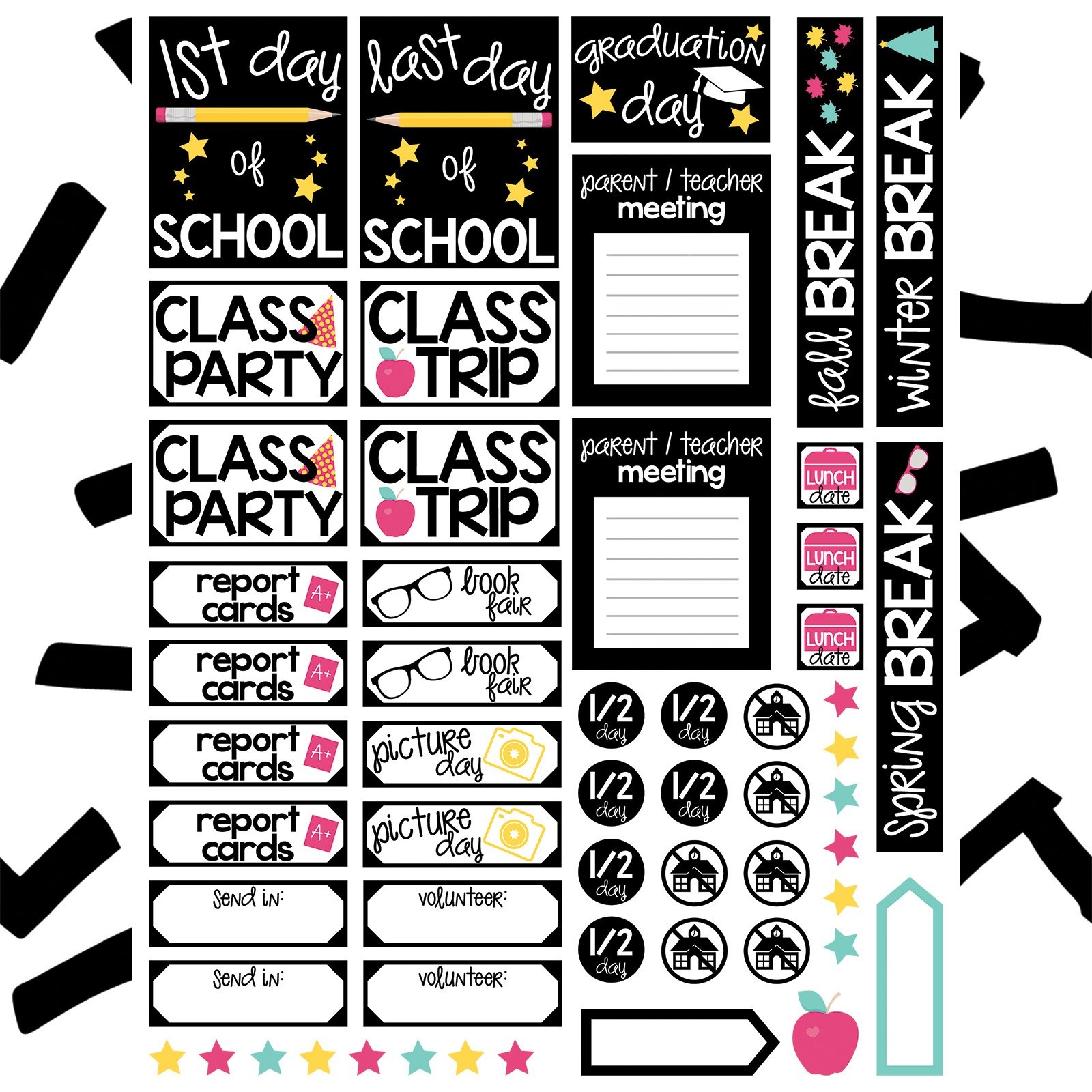 School Planner Stickers Free File | Kelly Lollar Designs - Free Printable Stickers For Teachers