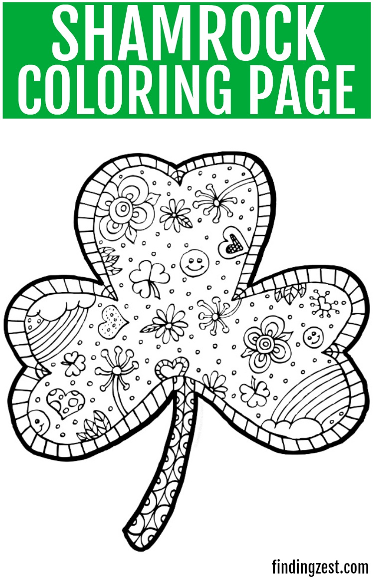 Shamrock Coloring Page Free Printable - Finding Zest - Free Printable Saint Patrick Coloring Pages