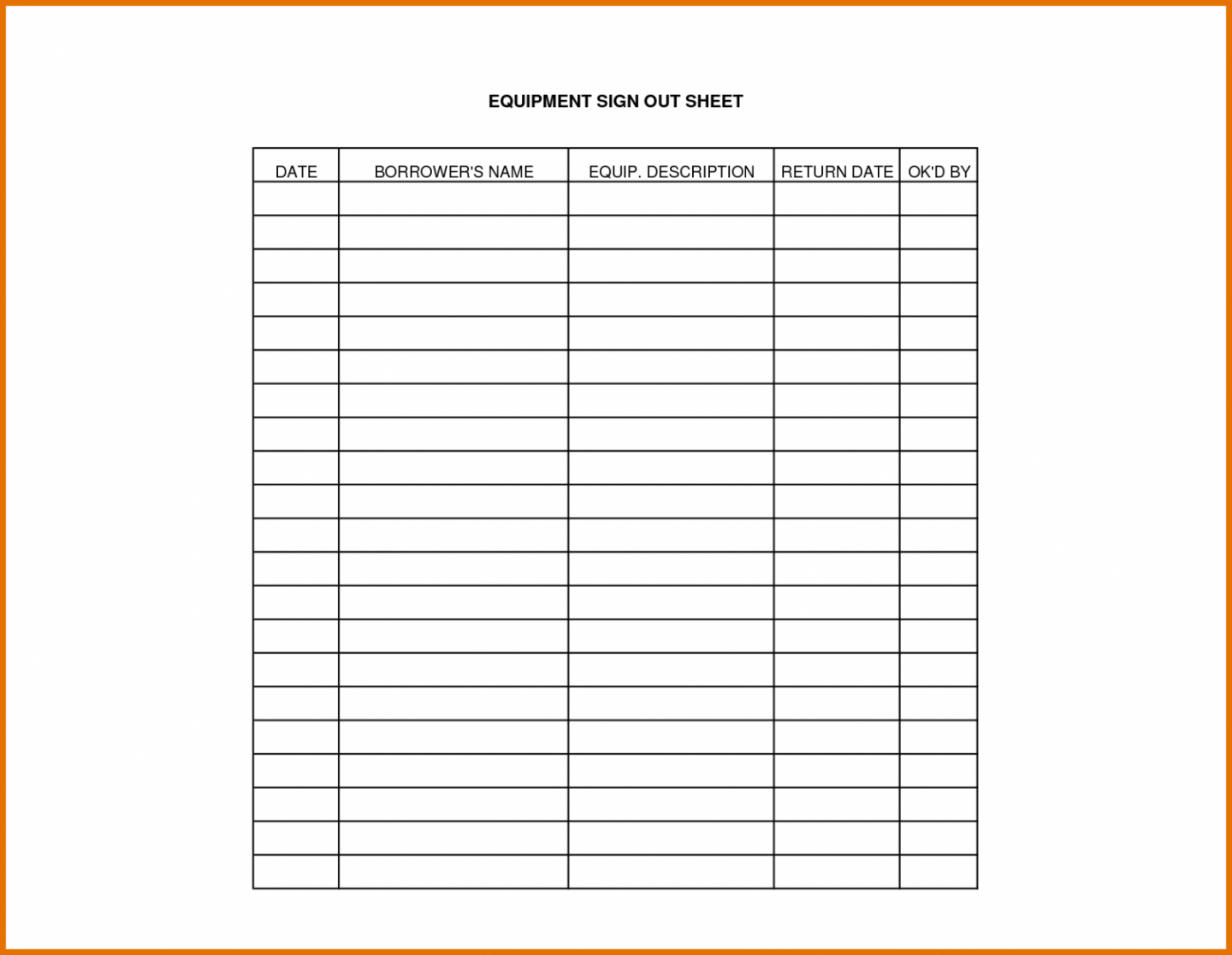 Sign Out Sheet Template For Equipment | Beconchina - Free Printable Sign In And Out Sheets