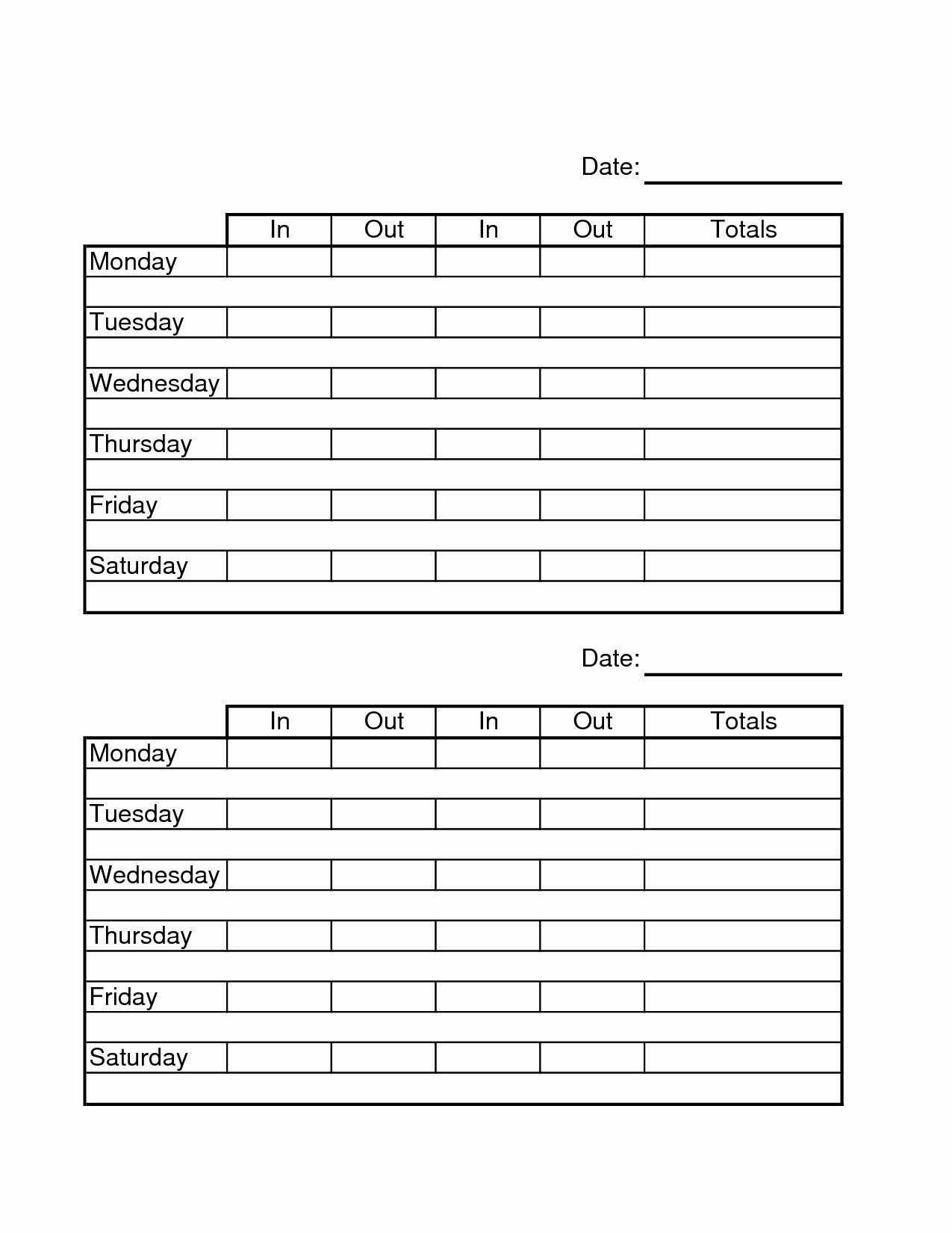 Simple Time Sheets To Print For 9 Free Printable Time Cards - Free Printable Time Cards