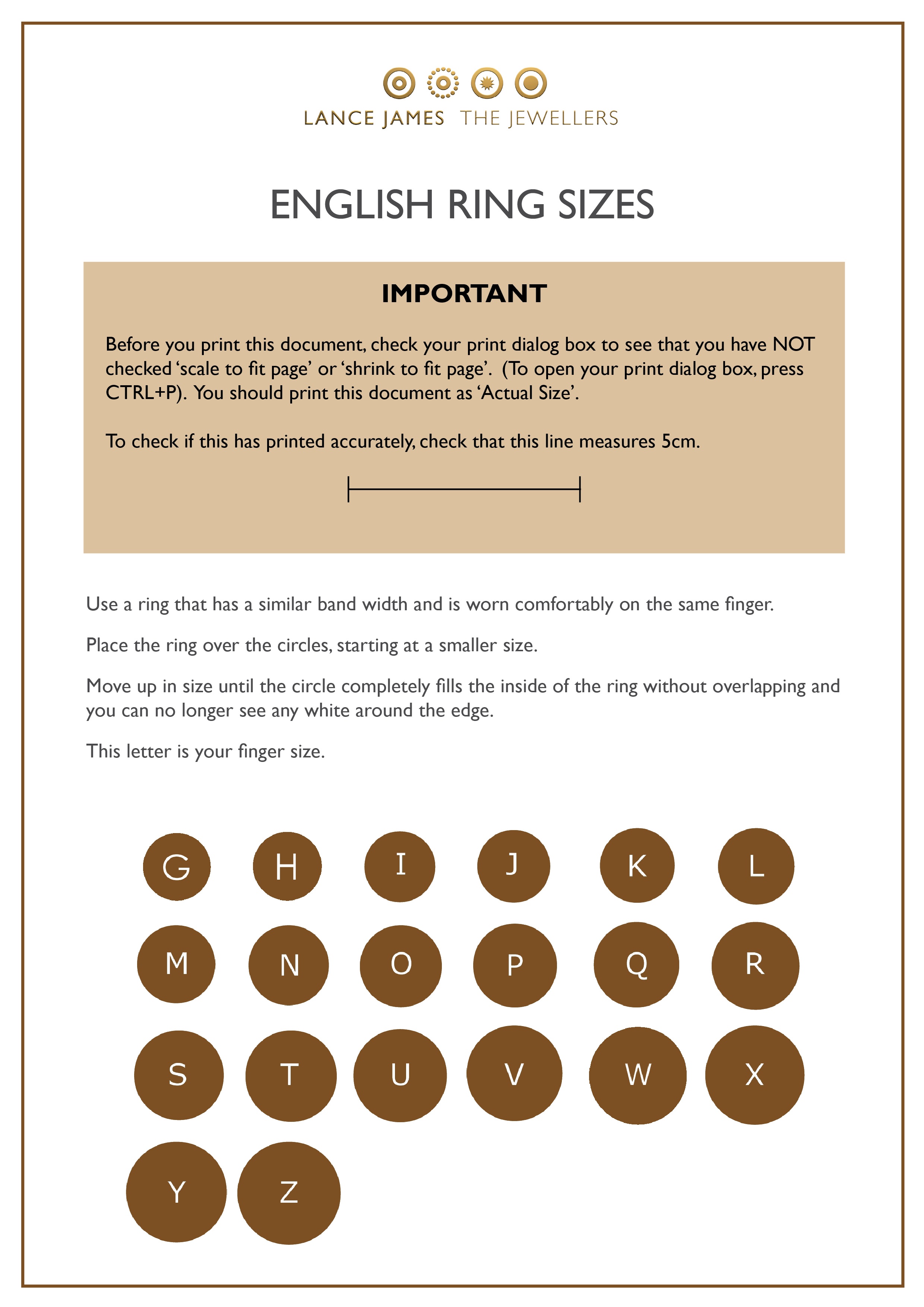 Ring And Bangle Sizer La Luna De Plata Free Printable Ring Sizer Uk