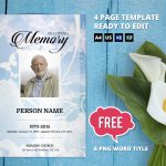 Sky And Butterfly Funeral Program Template Obituary | Etsy   Free Printable Funeral Program Template