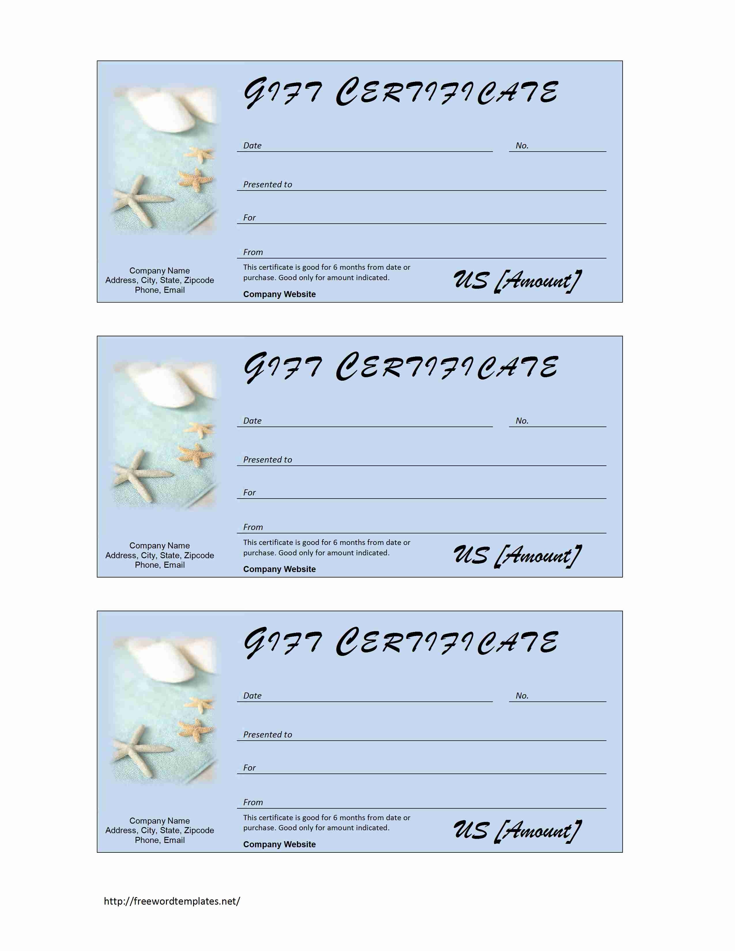 Spa Gift Certificate - Free Printable Gift Certificates For Hair Salon
