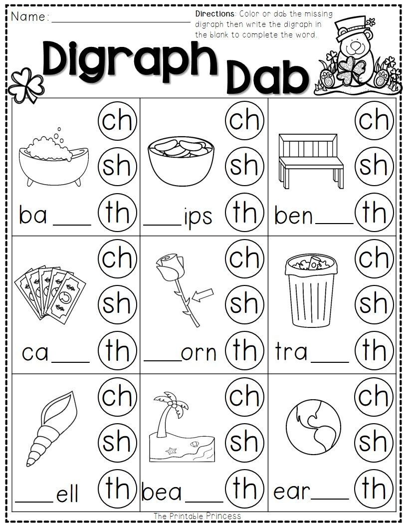 digraphs sh ch th worksheet free esl printable worksheets made