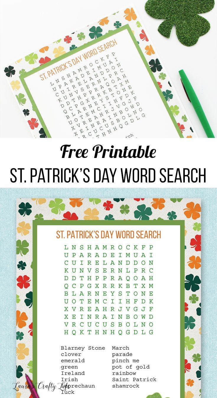 St. Patrick&amp;#039;s Day Word Search | Laura&amp;#039;s Crafty Life | Free Printable - Free Printable March Activities