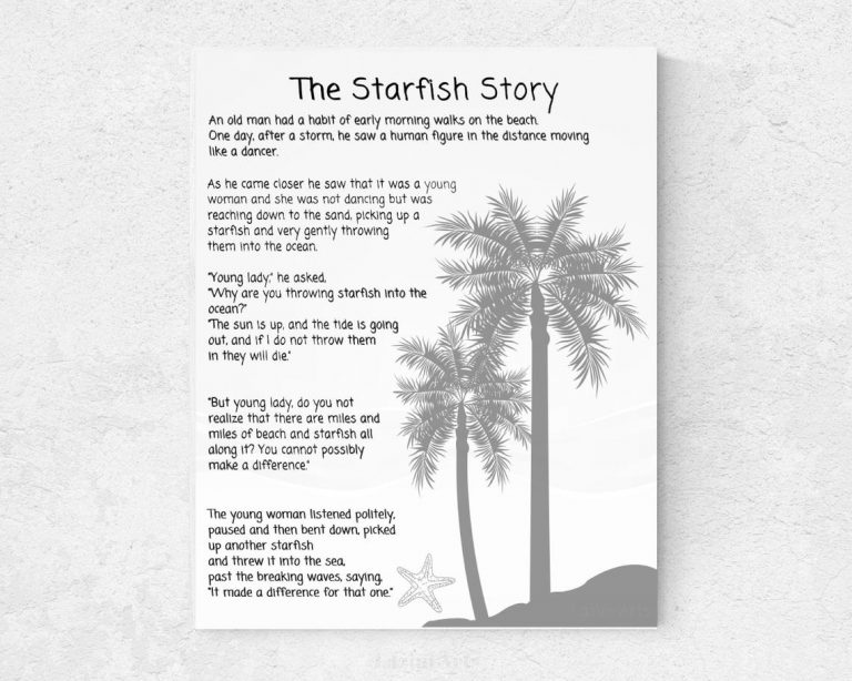 Starfish Poem Printable Masterprintable Starfish Story Printable
