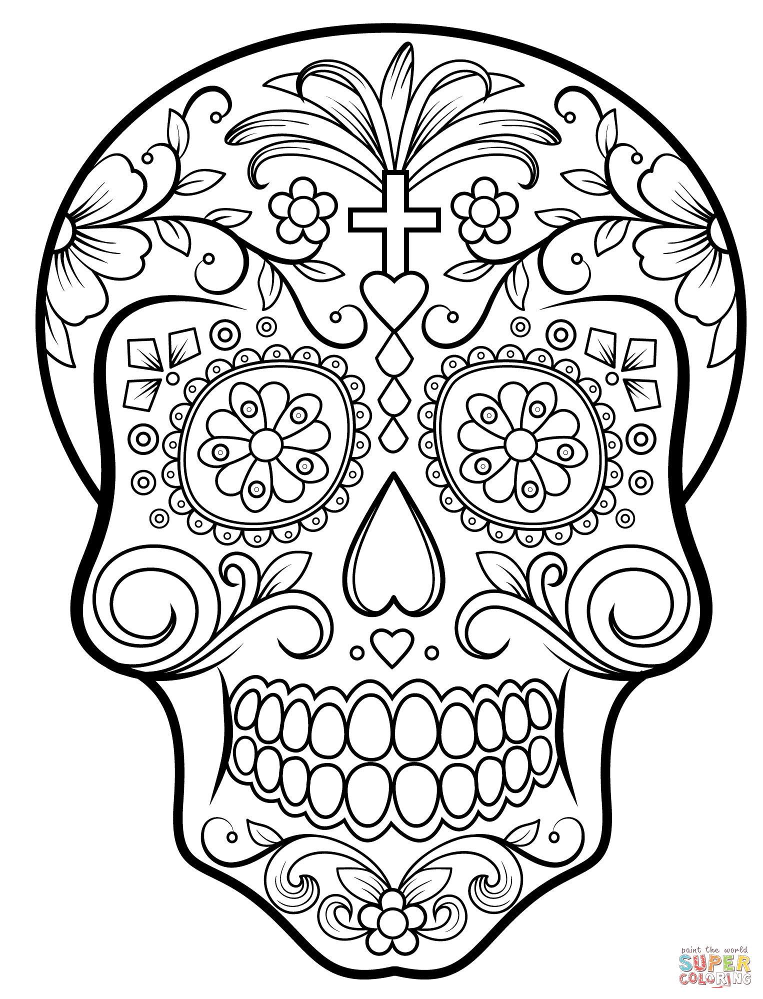 Sugar Skull Coloring Page | Free Printable Coloring Pages - Free Printable Day Of The Dead Coloring Pages