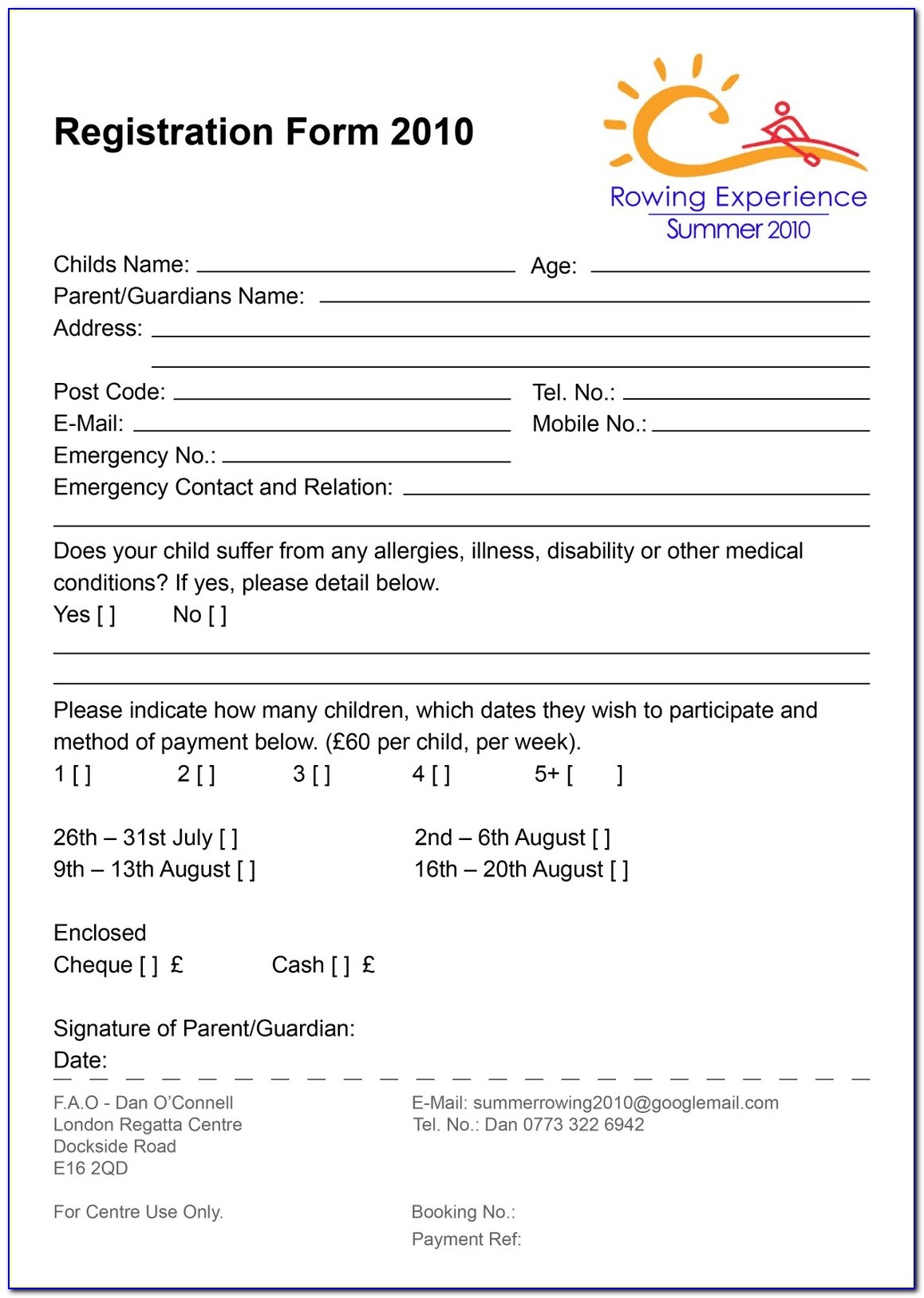 Free Printable Summer Camp Registration Forms Free Printable