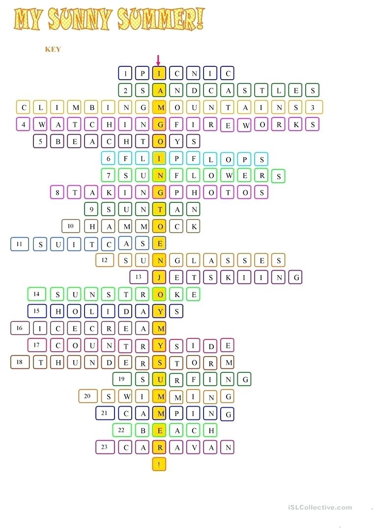 Summer Crossword Puzzle Free Printable Free Printable