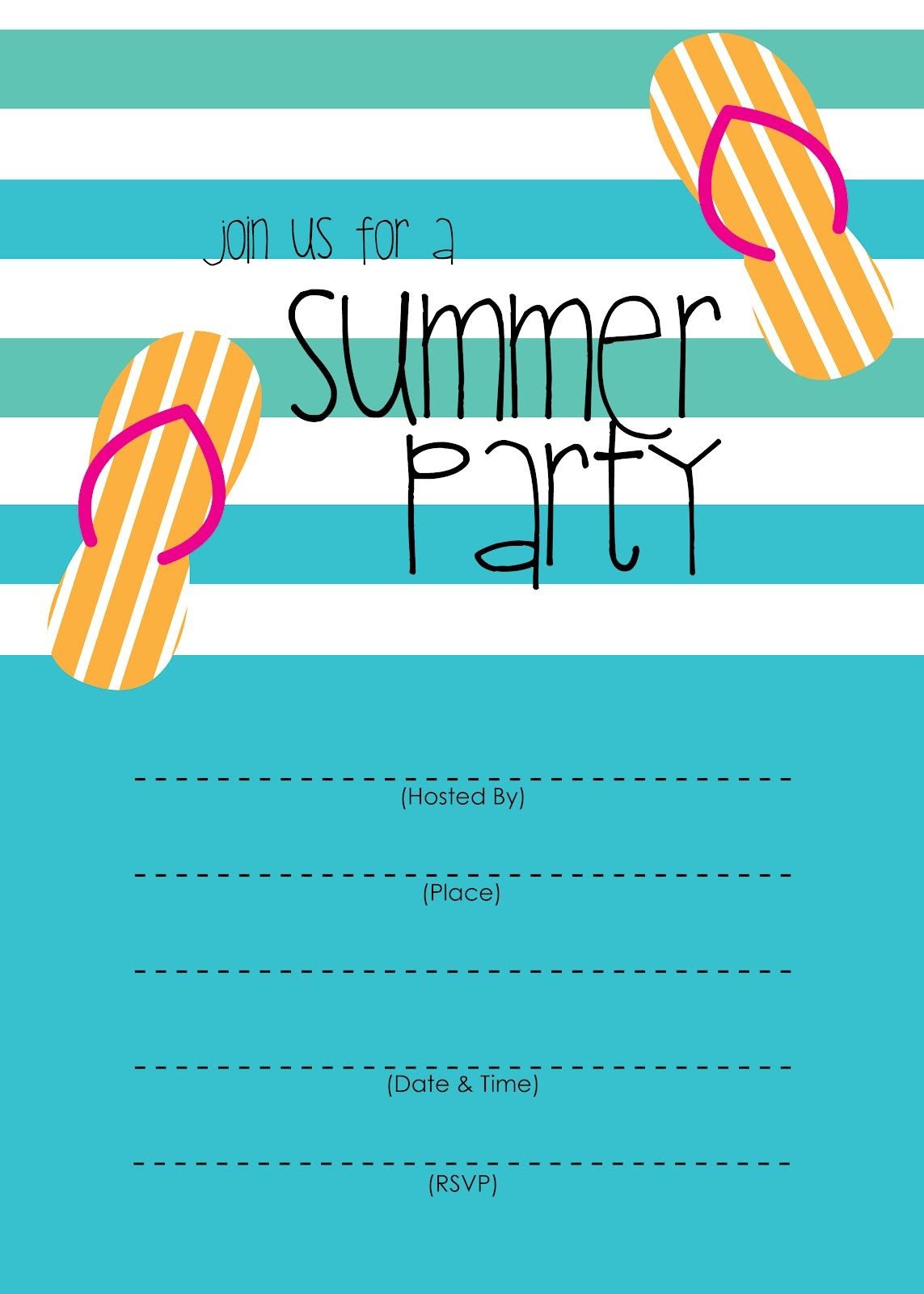 Summer Party Invitation – Free Printable | End Of Year Party Ideas - Free Printable Pool Party Invitation Cards