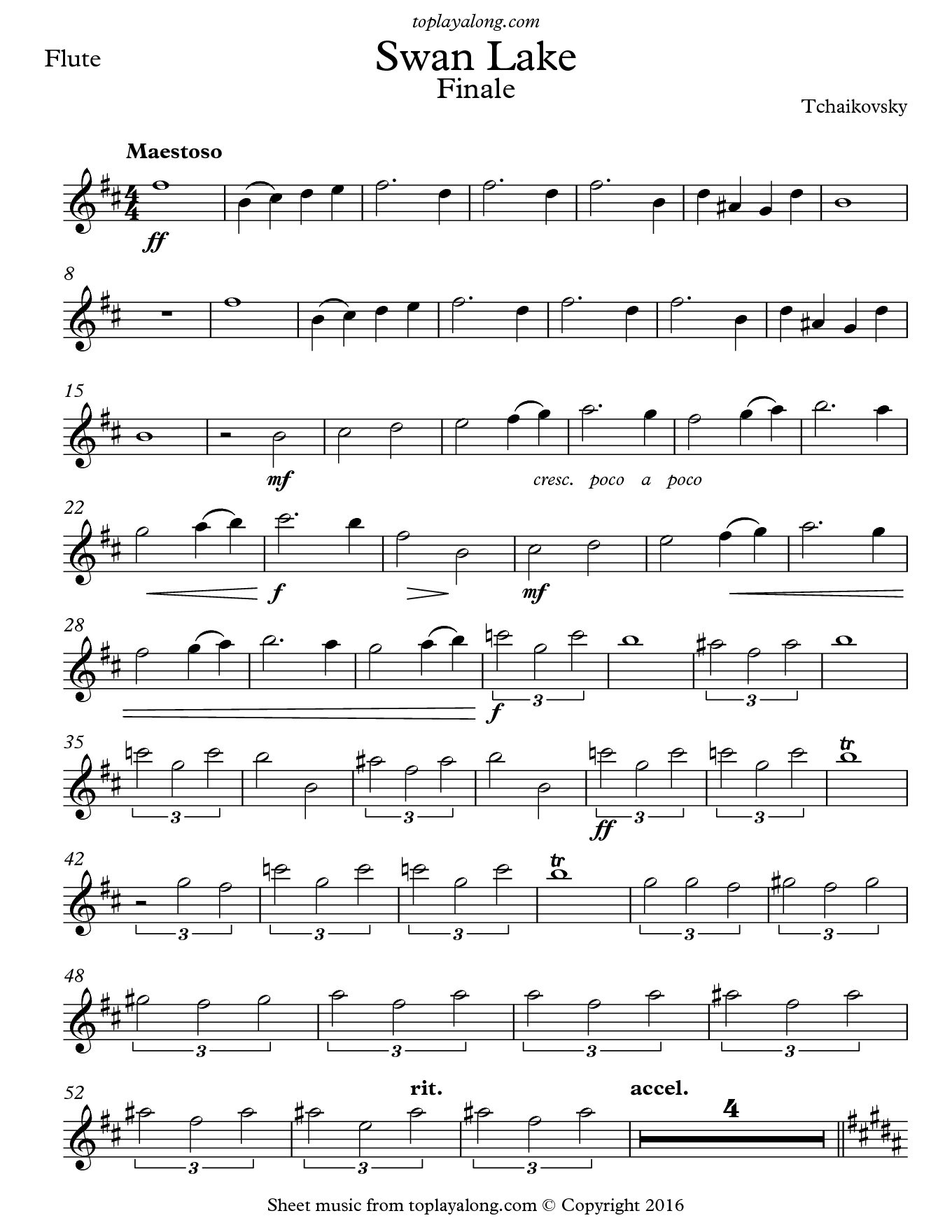 Swan Lake Finale – Toplayalong - Free Printable Flute Sheet Music