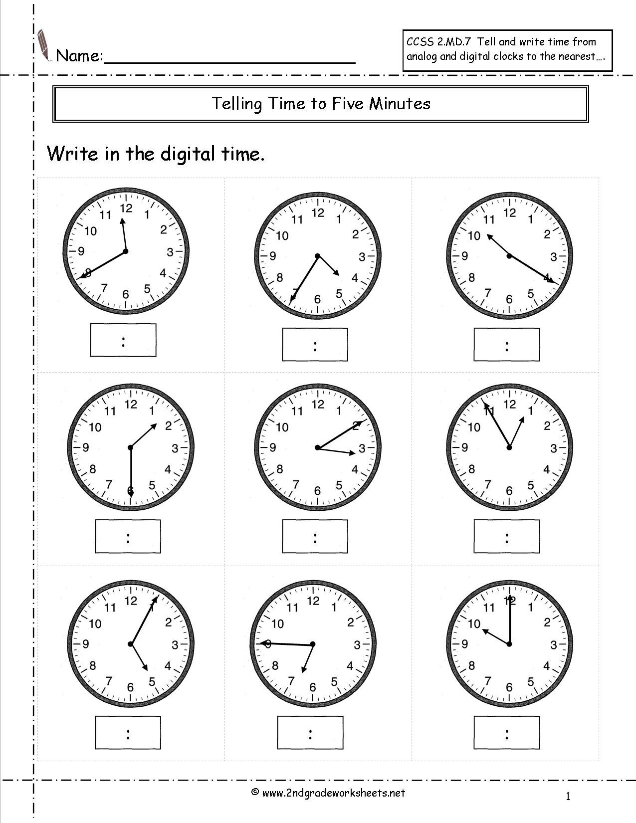 Telling And Writing Time Worksheets - Free Printable Telling Time Worksheets