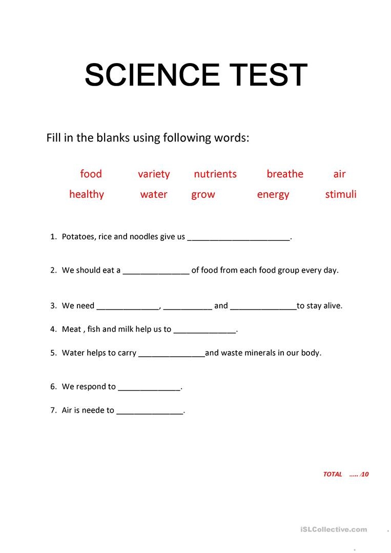 Test Science Human Grade 2 Primary Worksheet - Free Esl Printable - Free Printable Science Worksheets For Grade 2