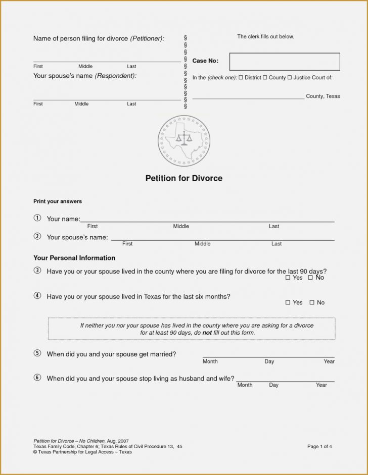 Free Printable Divorce Papers For Illinois