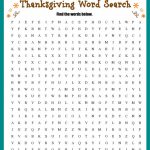 Thanksgiving Word Search Free Printable Worksheet   Free Printable Word Search Puzzles