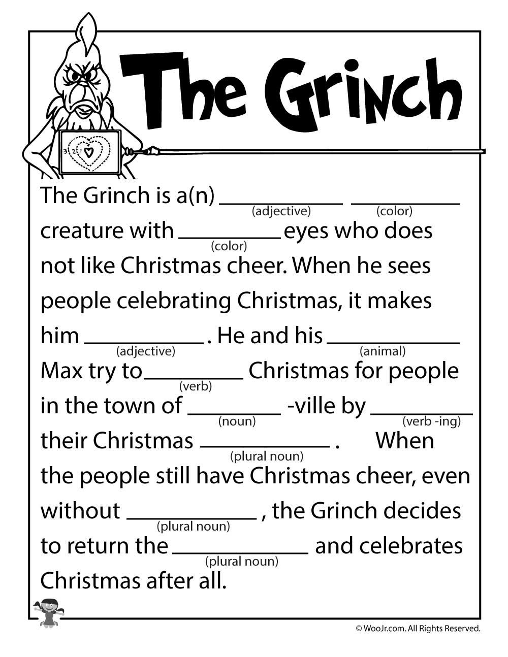 The Grinch Mad Lib | Holiday (C/g&amp;amp;a): Christmas Games/activities - Christmas Mad Libs Printable Free