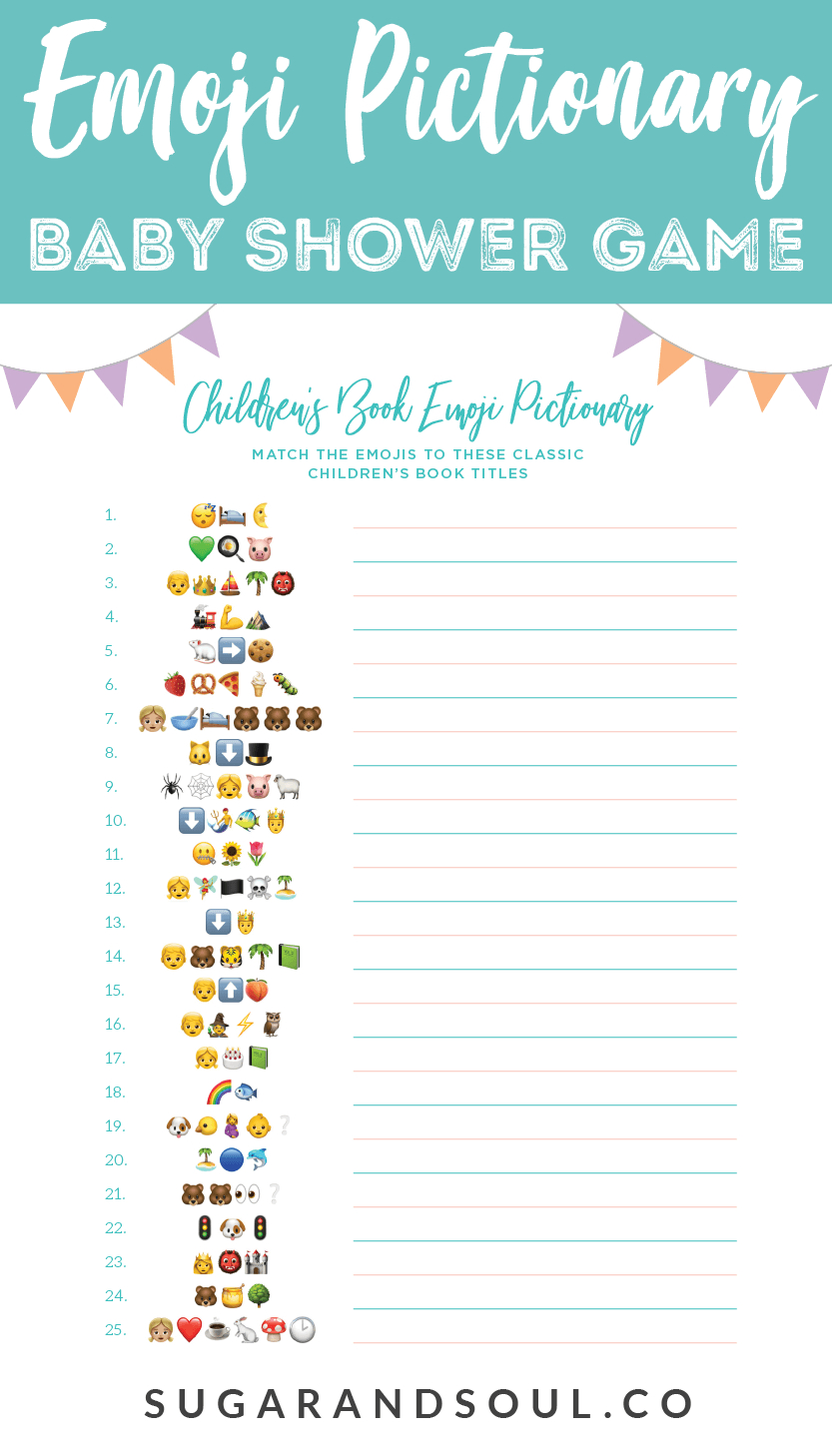This Free Emoji Pictionary Baby Shower Game Printable Uses Emoji - Free Printable Baby Shower Games With Answer Key
