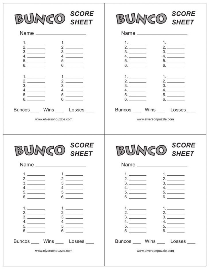 Free Printable Bunco Score Sheets
