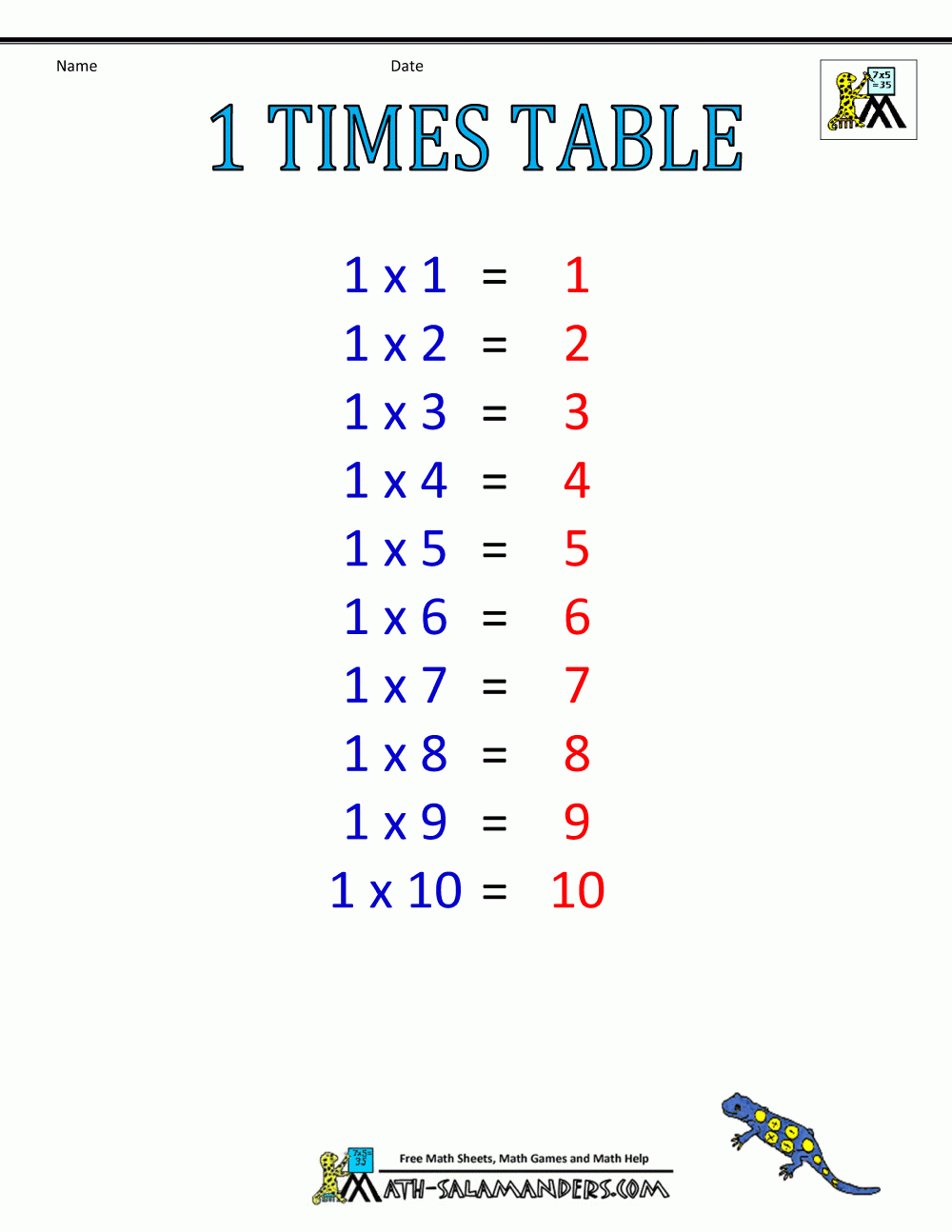 Times Table Chart 1-6 Tables - Free Printable Math Multiplication Charts