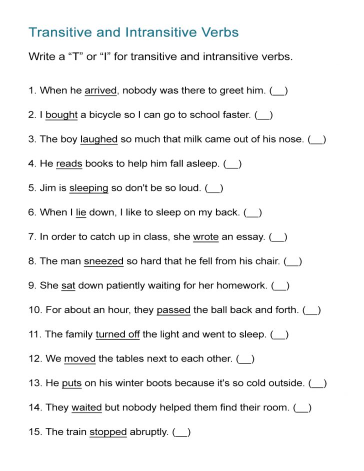 Fun With Intransitive Verbs Worksheet