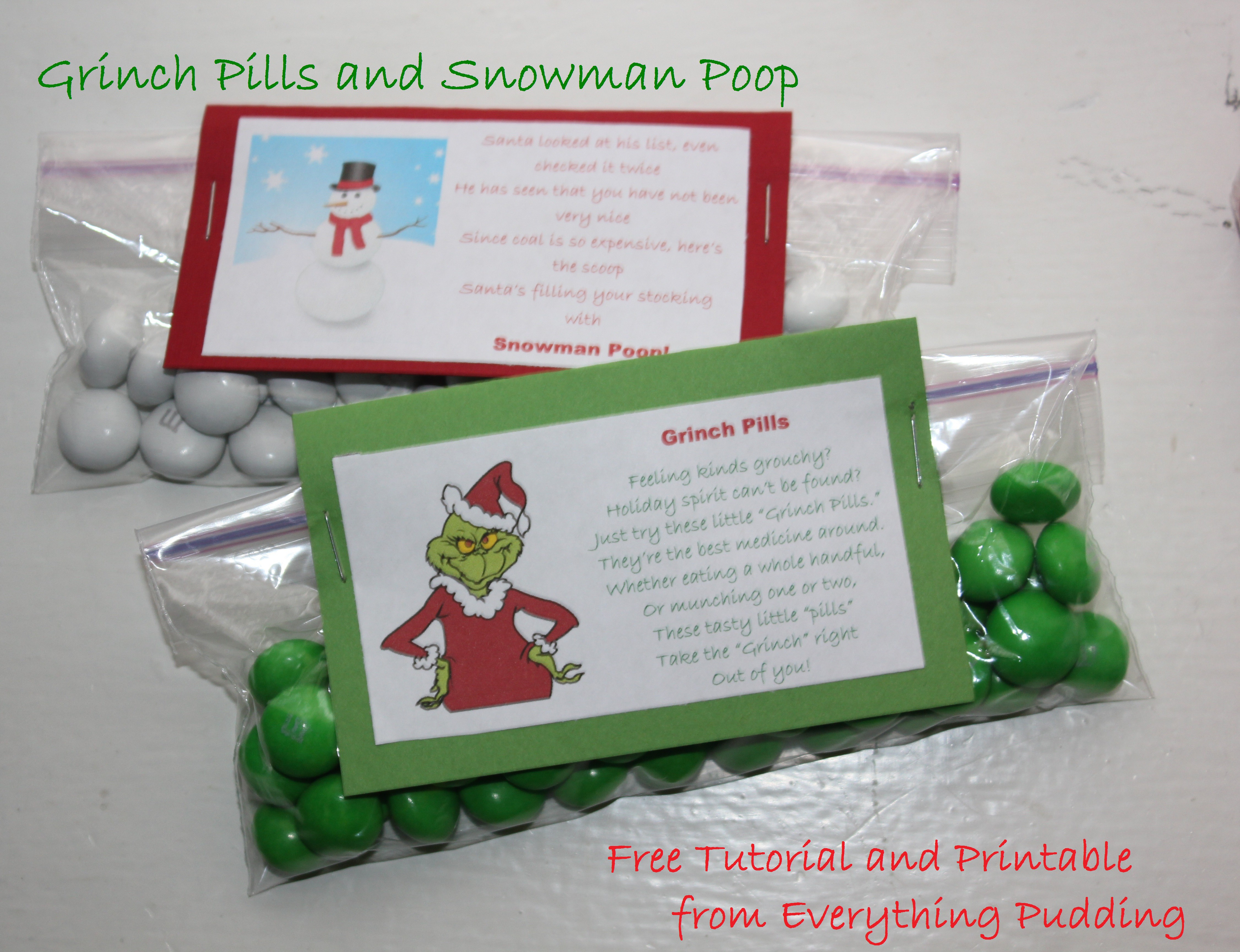 Tutorial-Grinch Pills And Snowman Poop (Christmas Wrap-Up #1 - Grinch Pills Free Printable