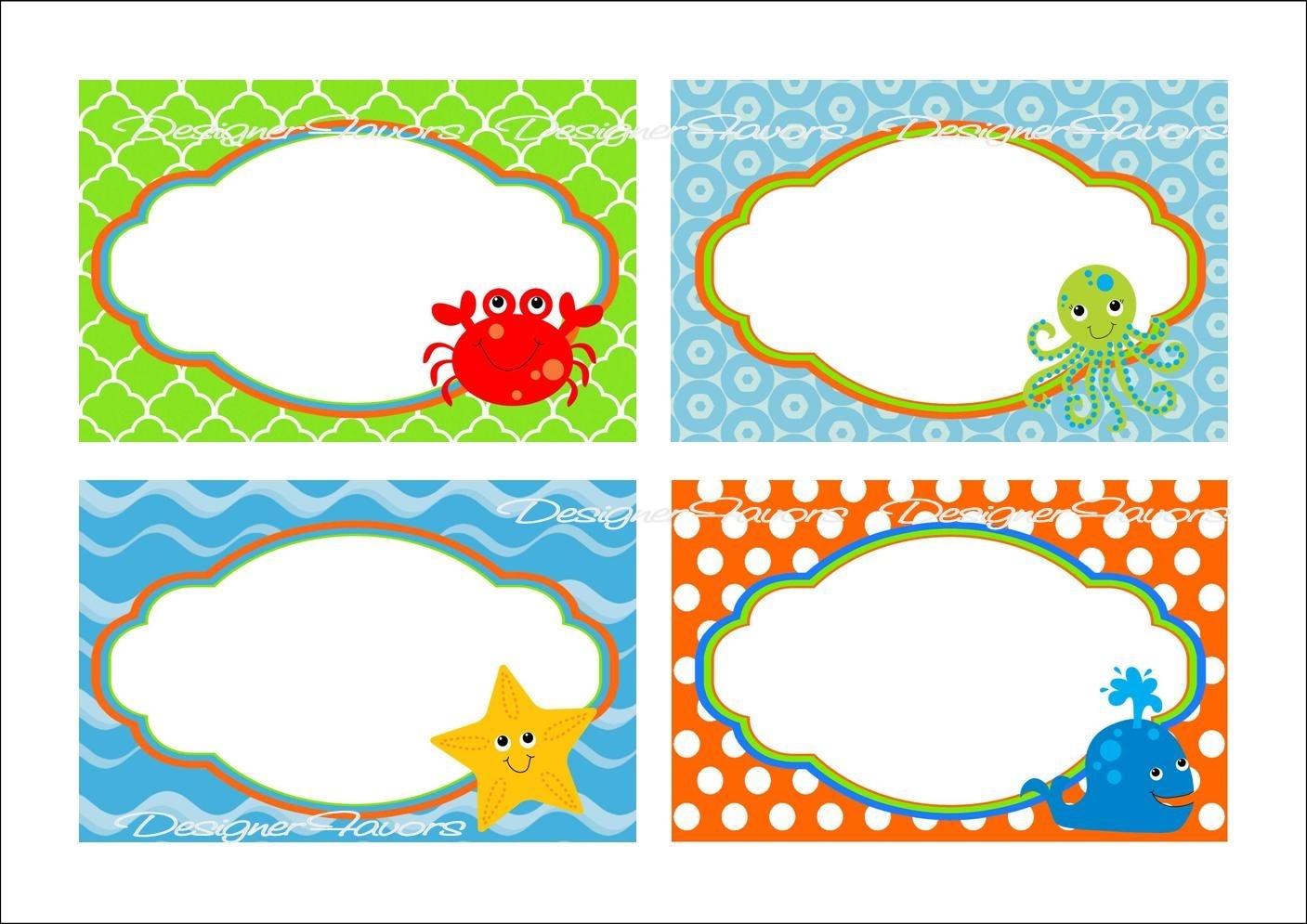 Under The Sea Food Labels Free Printable Tags - Imagestack - Free Printable Name Tags