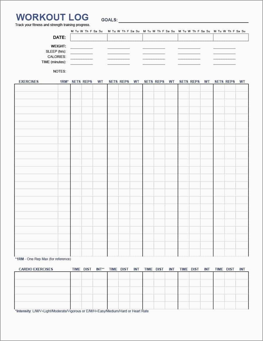 Unique Free Exercise Log Template | Best Of Template - Free Printable Workout Log Sheets